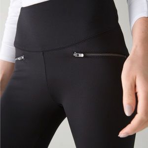 WHBM Sz 0 Black Runway Leggings Moto Zippers Slimming Stretch High Rise NWOT